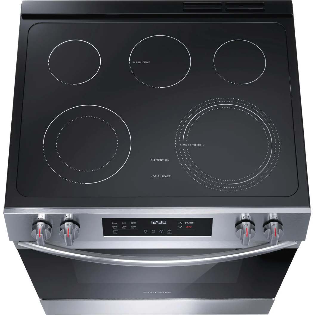 Cuisinière électrique à commandes frontales 30 po, 5,3 pi³ Inox avec 5 éléments