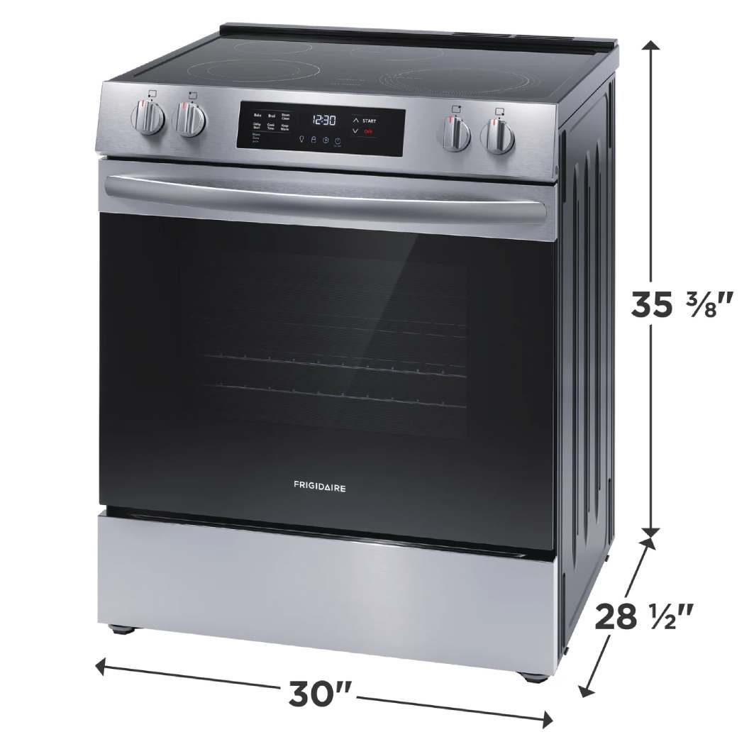 Cuisinière électrique à commandes frontales 30 po, 5,3 pi³ Inox avec 5 éléments