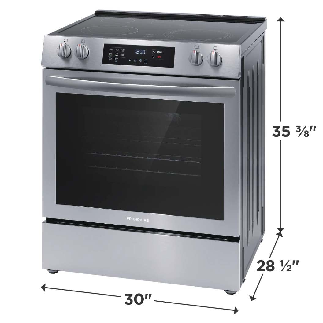 Cuisinière électrique à commandes frontales 30 po, 5,3 pi³ Inox avec 5 éléments