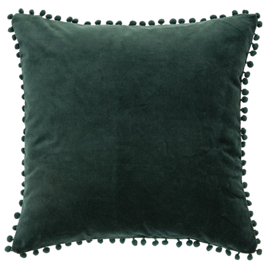 Coussin 20 x 20 po en velours vert foncé - Velvet