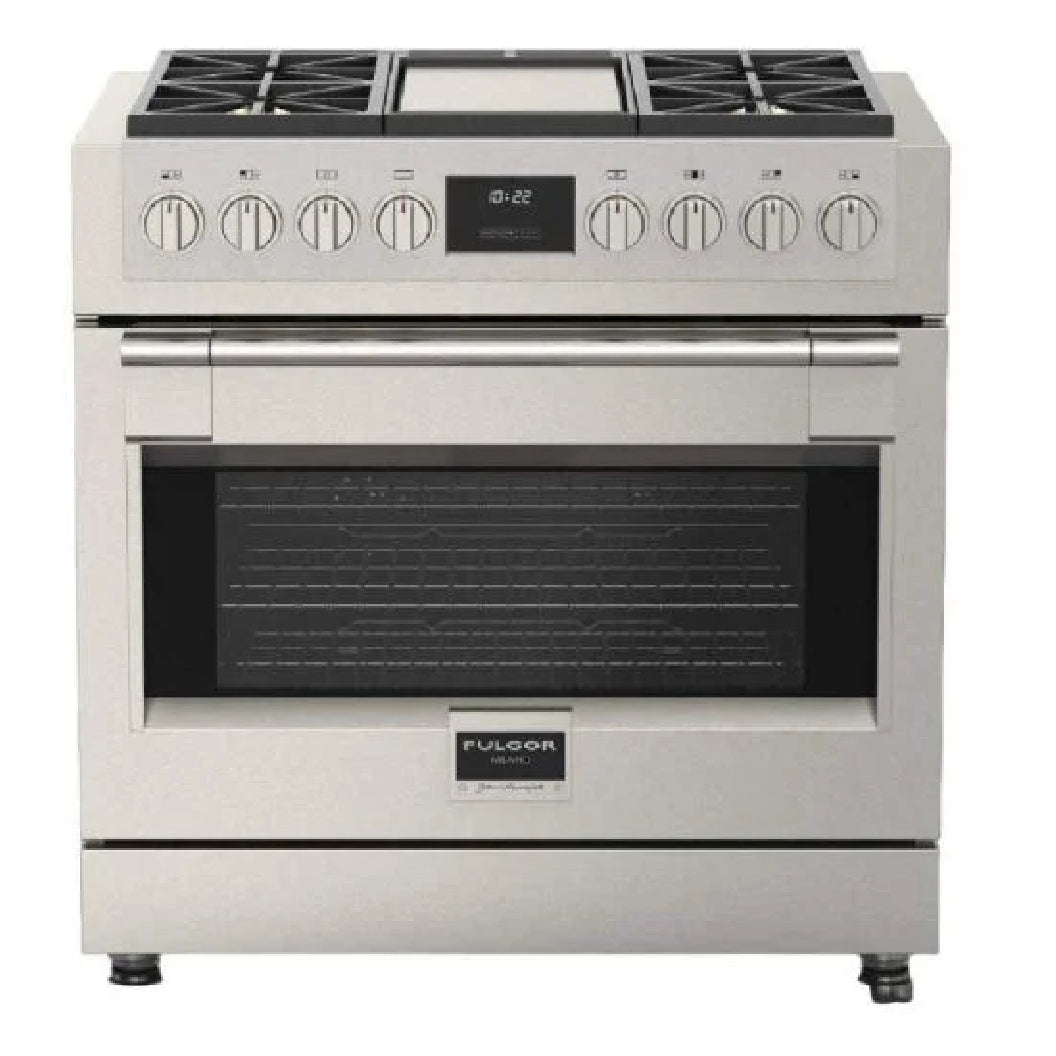 Cuisinière au gaz autoportante 36 po, 5,2 pi³ Inox - Sofia Pro avec 4 brûleurs et une plaque centrale