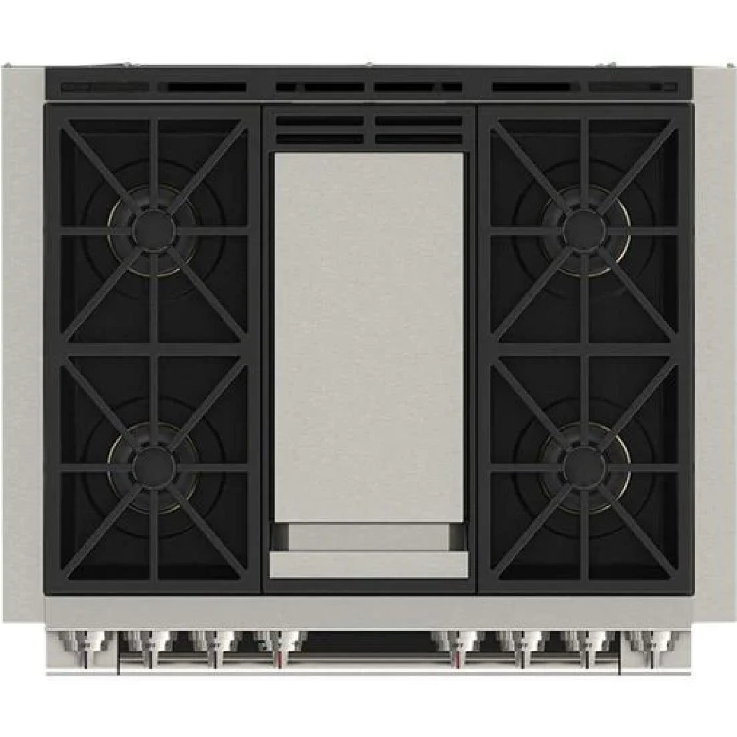 Cuisinière au gaz autoportante 36 po, 5,2 pi³ Inox - Sofia Pro avec 4 brûleurs et une plaque centrale