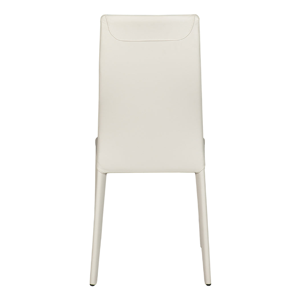 Chaise de salle à manger rembourrée en cuir blanc - Naika