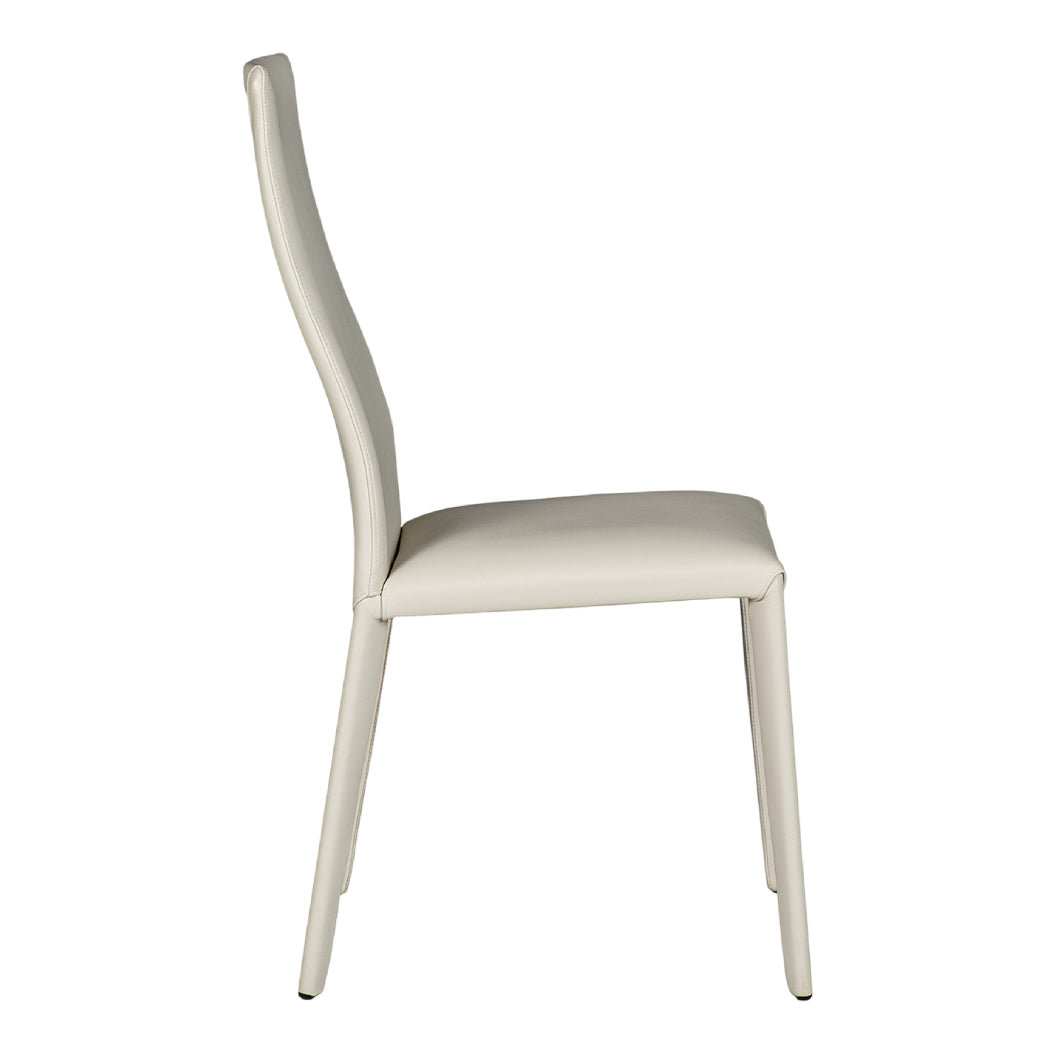 Chaise de salle à manger rembourrée en cuir blanc - Naika