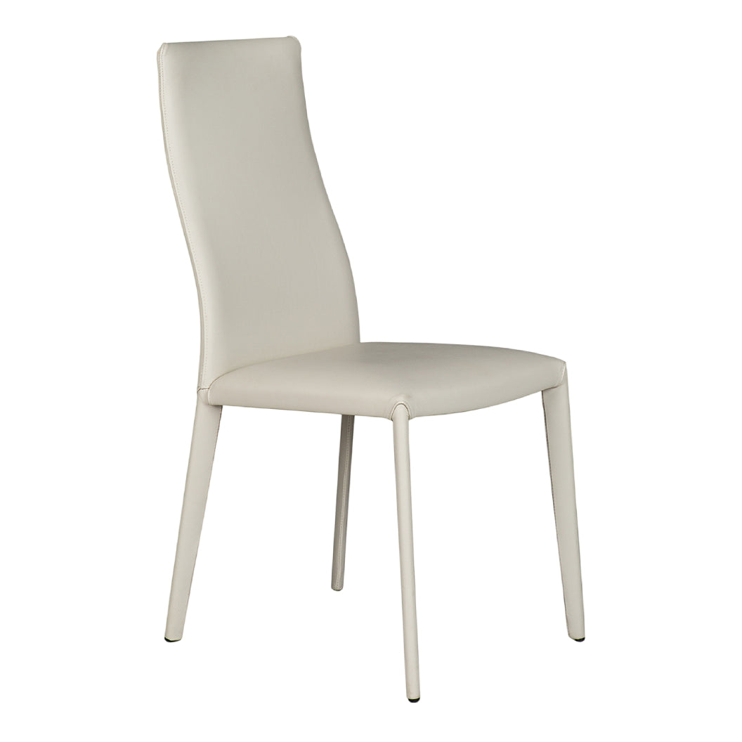 Chaise de salle à manger rembourrée en cuir blanc - Naika
