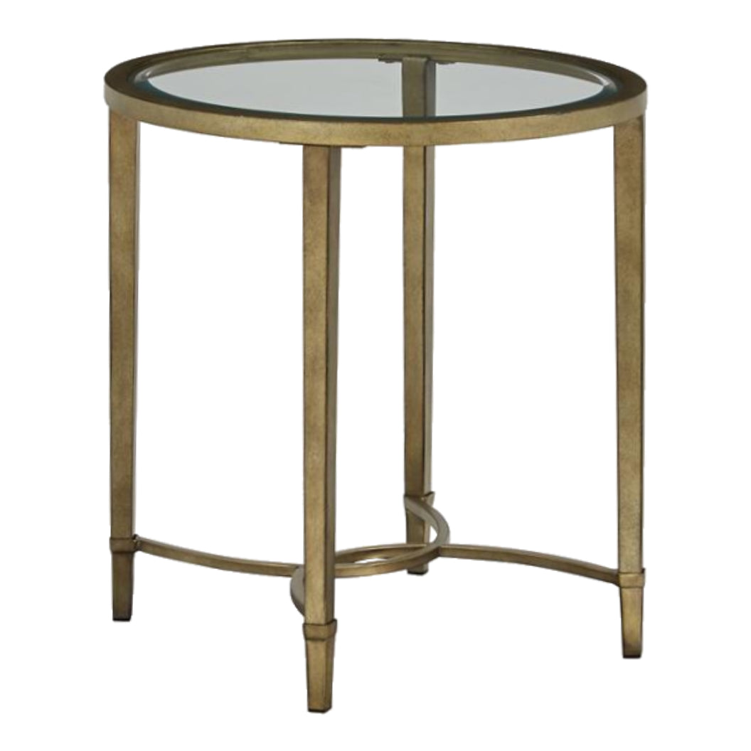 Table de bout en verre et métal argenté - Copia