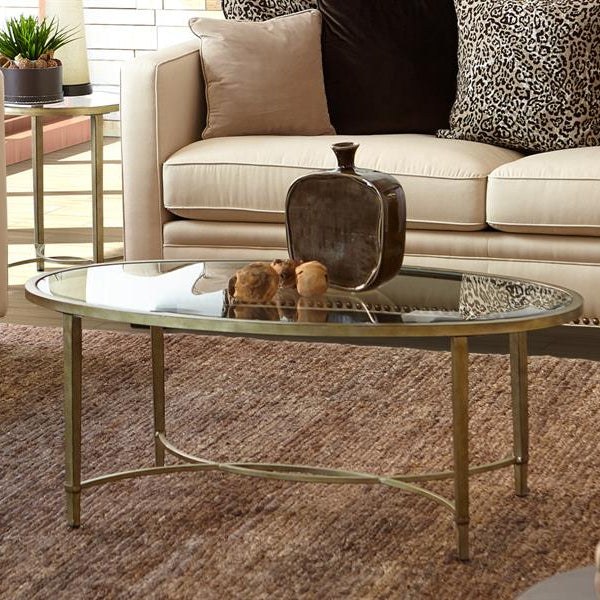 Table de bout en verre et métal argenté - Copia