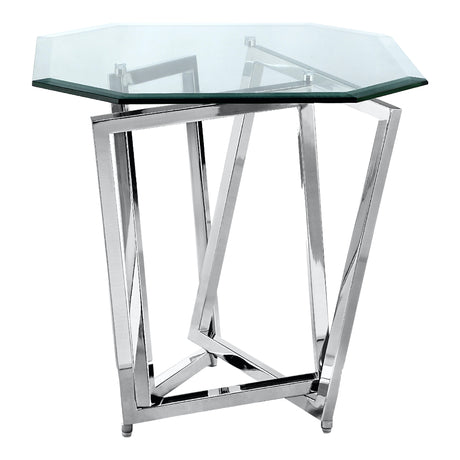 Table de bout en verre et métal inox - Lenox Square