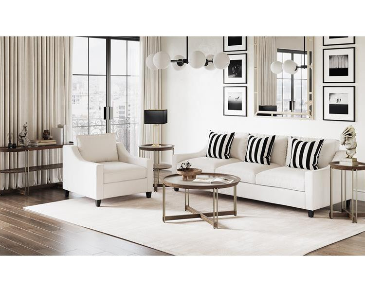 Table d'appoint en verre et placage de noyer - Elora