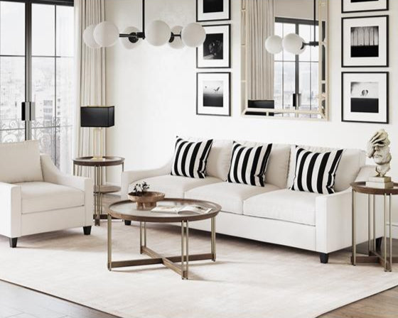 Table basse en verre et placage de noyer - Elora