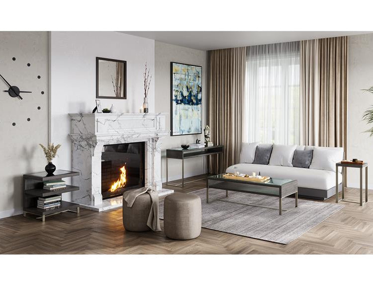 Table de bout en bois gris foncé et métal - Langston