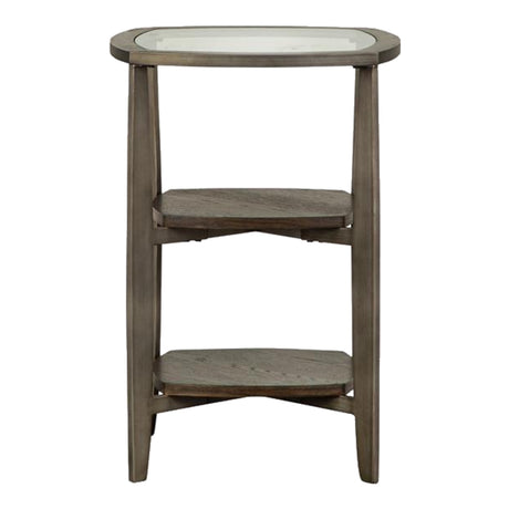 Table de bout en verre trempé et placage de bois brun - Ardis