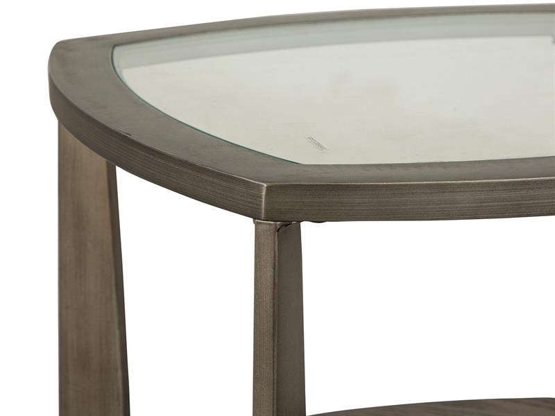 Table de bout en verre trempé et placage de bois brun - Ardis