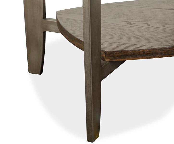 Table de bout en verre trempé et placage de bois brun - Ardis