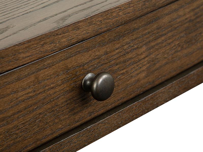 Table basse en verre trempé et placage de bois brun avec 1 tiroir - Ardis