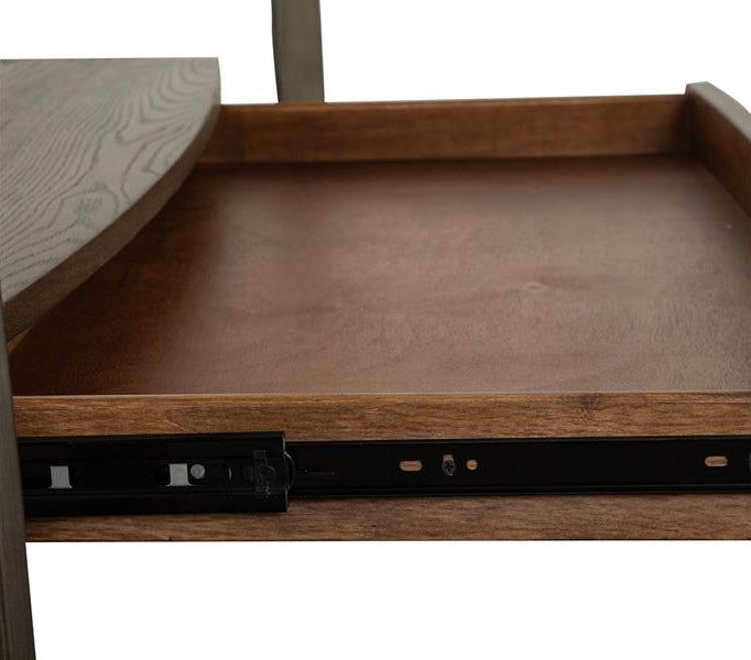 Table basse en verre trempé et placage de bois brun avec 1 tiroir - Ardis