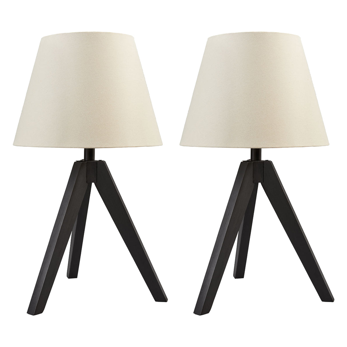 Ensemble de 2 lampes de table trépied en bois noir 24 po. - Laifland