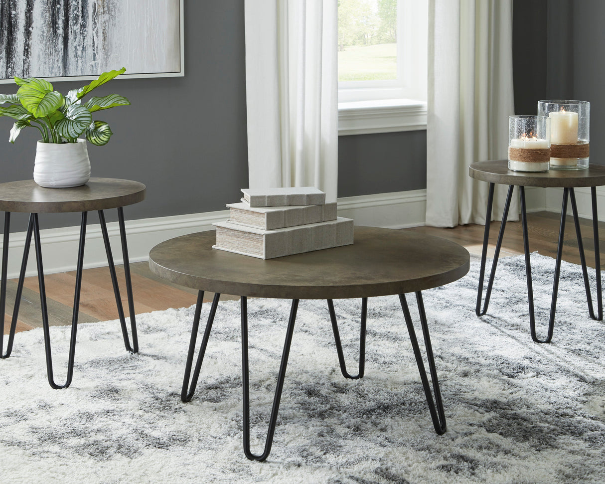 Ensemble de 3 tables en mélamine grise - Hadasky