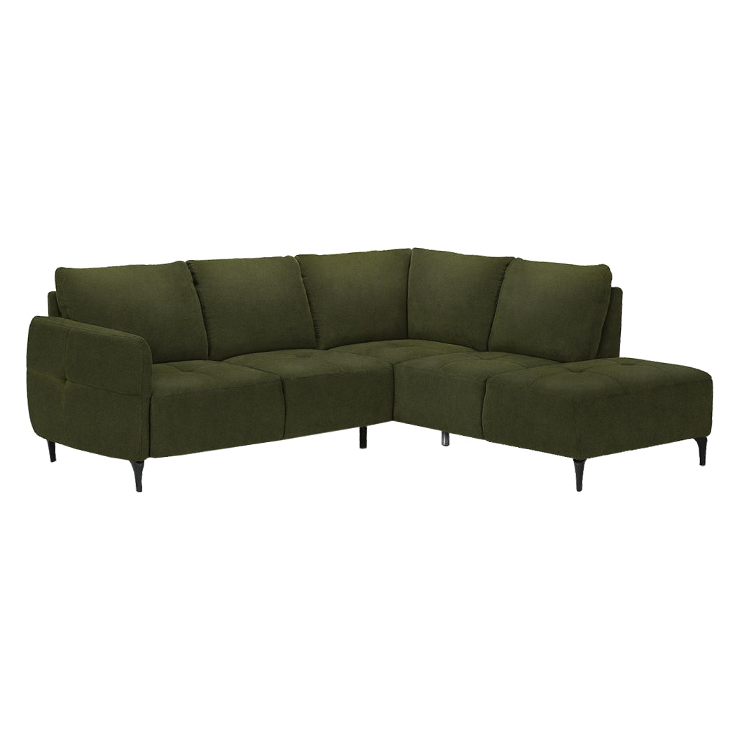 Sectionnel en tissu vert foncé avec chaise longue - Janlie