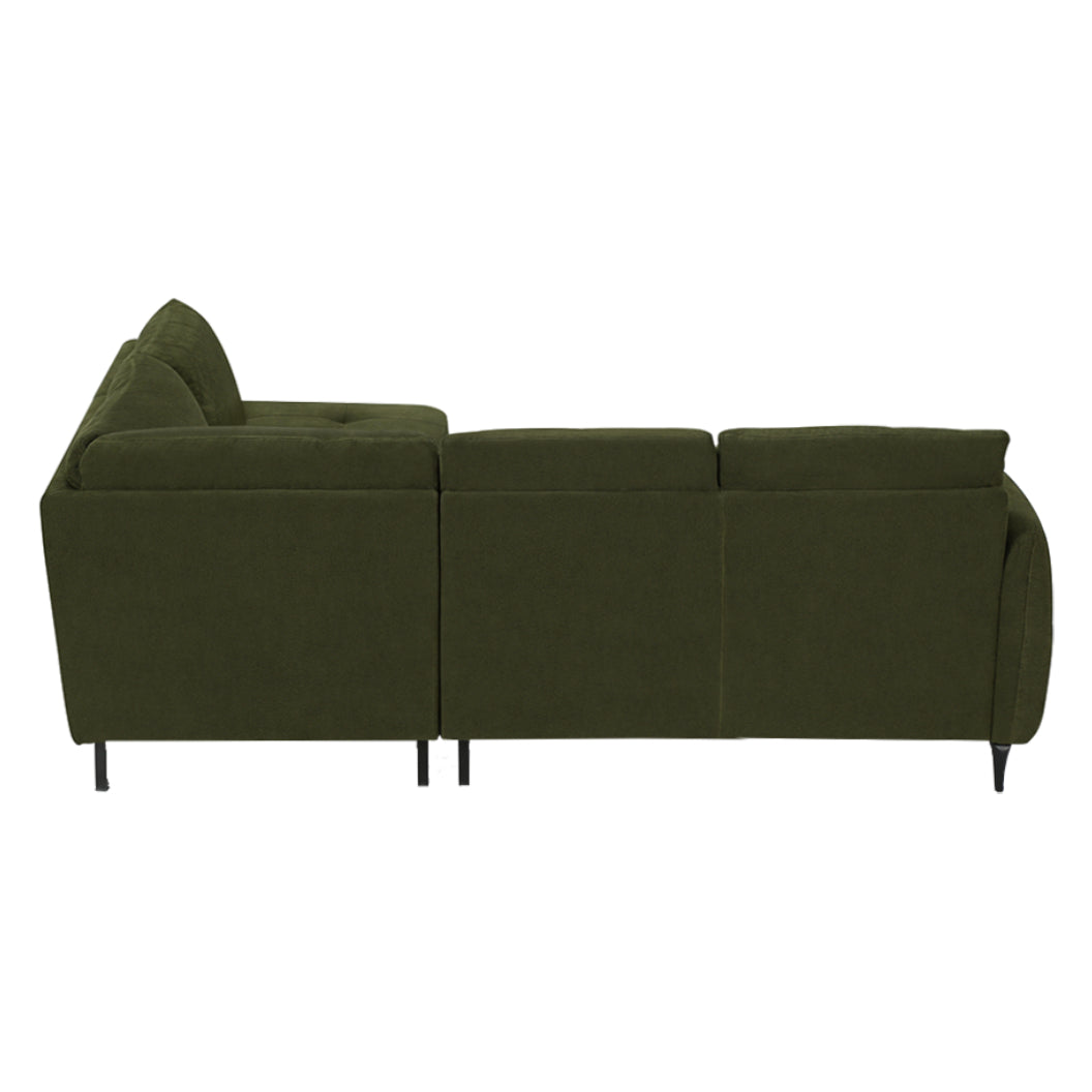 Sectionnel en tissu vert foncé avec chaise longue - Janlie