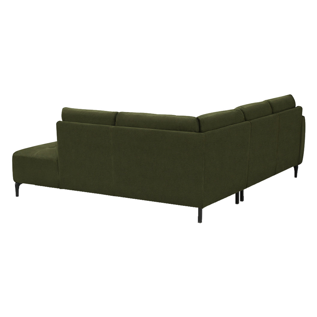 Sectionnel en tissu vert foncé avec chaise longue - Janlie