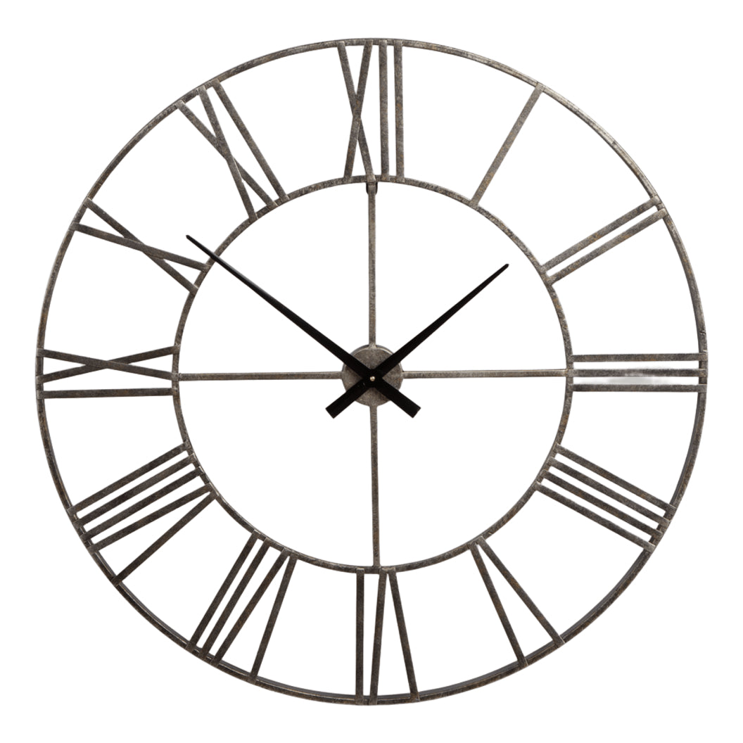 Horloge murale 36 x 36 po en métal argent antique - Paquita