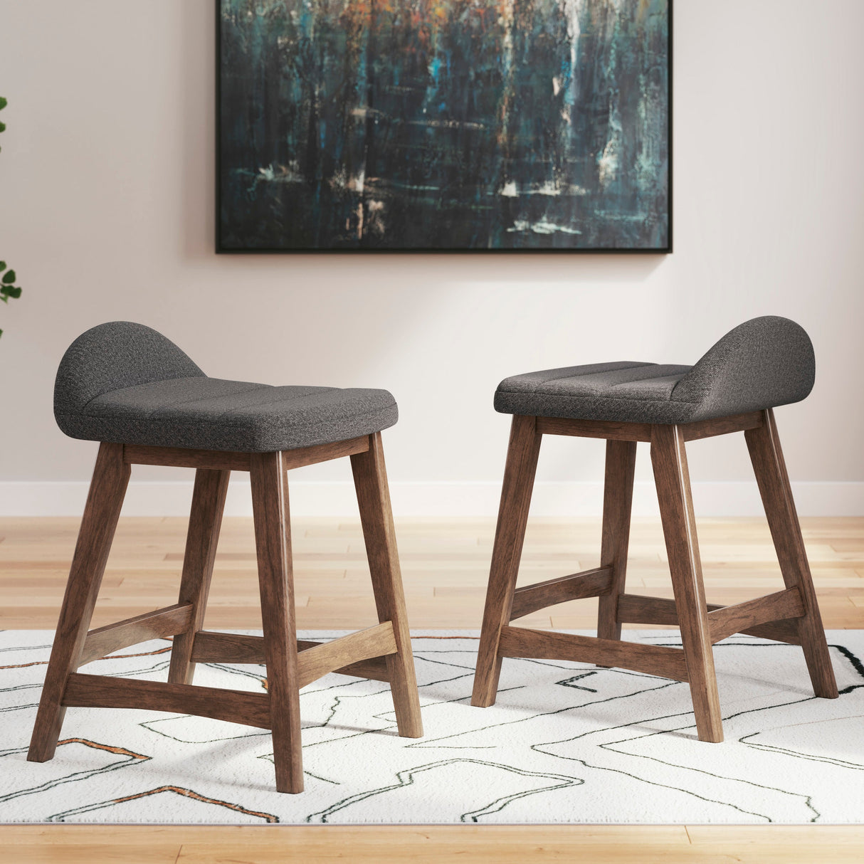 Ensemble de 2 tabourets de bar rembourrés - Lyncott