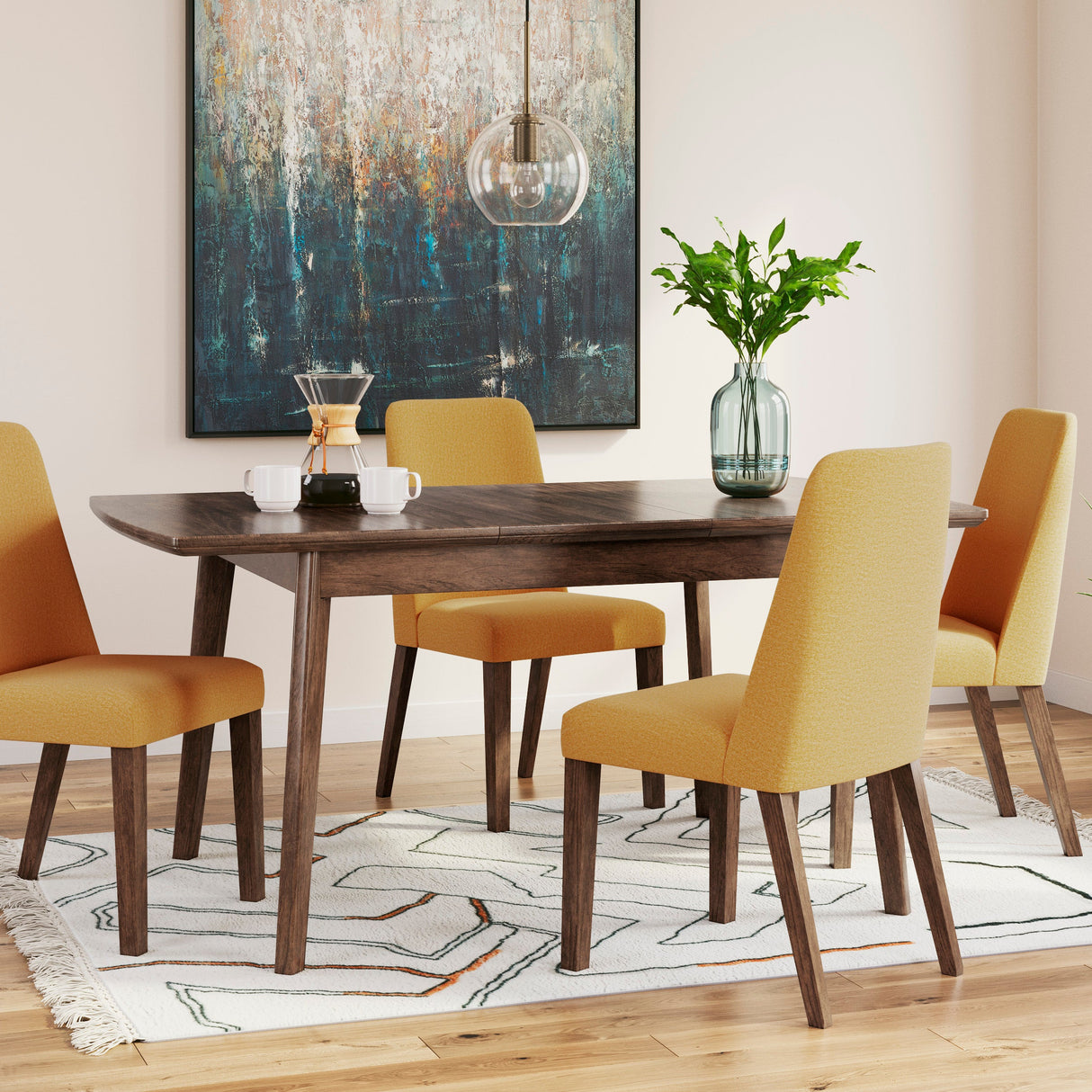 Table de salle à manger extensible en bois brun - Lyncott