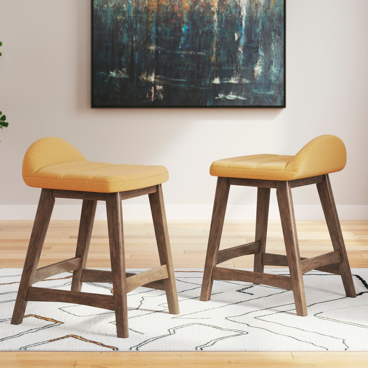 Ensemble de 2 tabourets de bar rembourrés - Lyncott