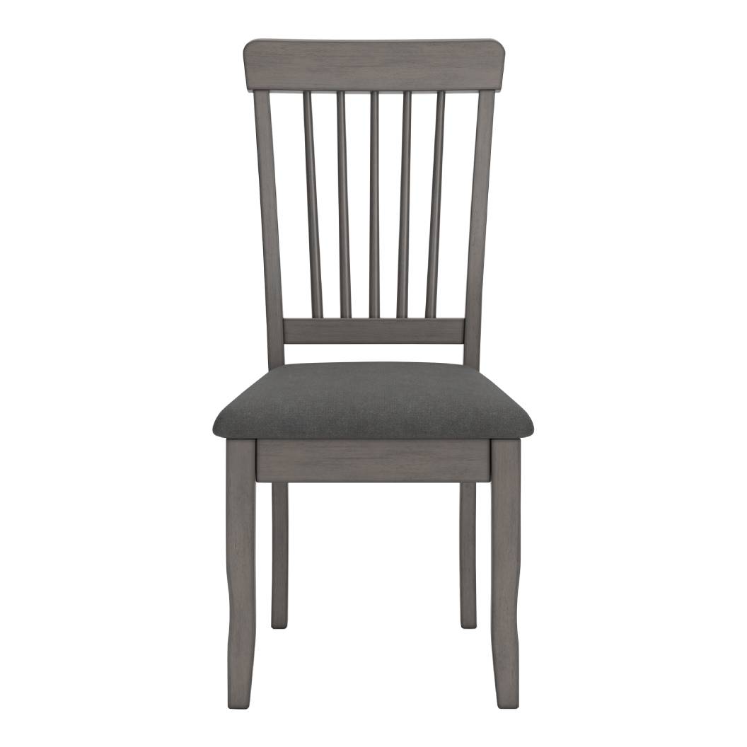 Ensemble de 2 chaises de salle à manger en bois avec assise rembourrée en tissu gris - Shullden