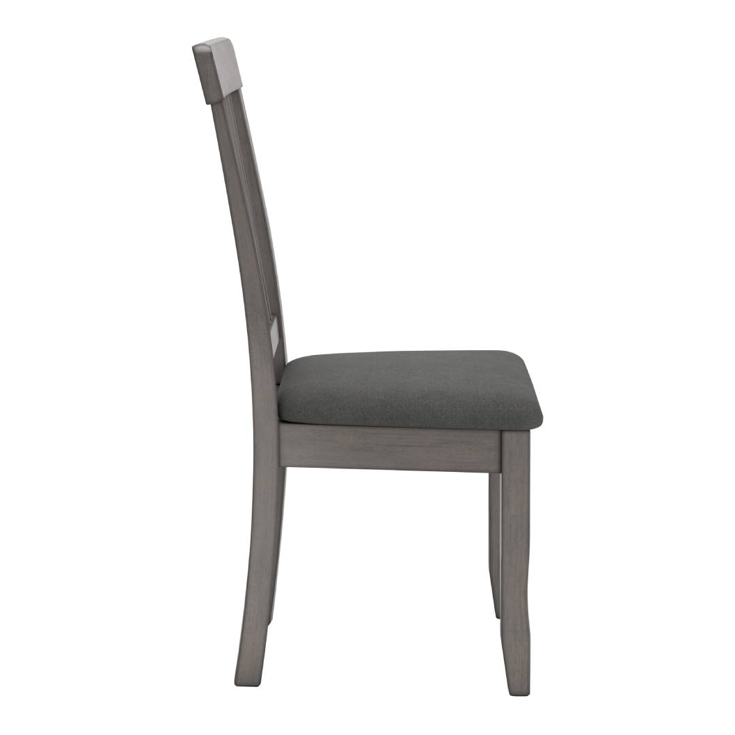 Ensemble de 2 chaises de salle à manger en bois avec assise rembourrée en tissu gris - Shullden