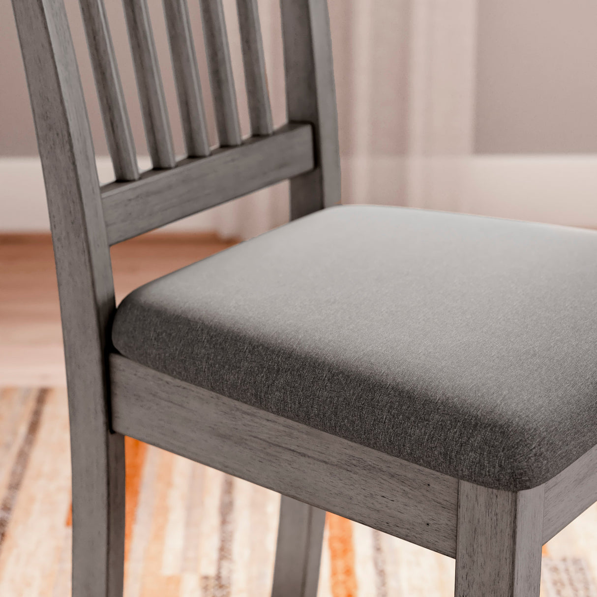 Ensemble de 2 chaises de salle à manger en bois avec assise rembourrée en tissu gris - Shullden