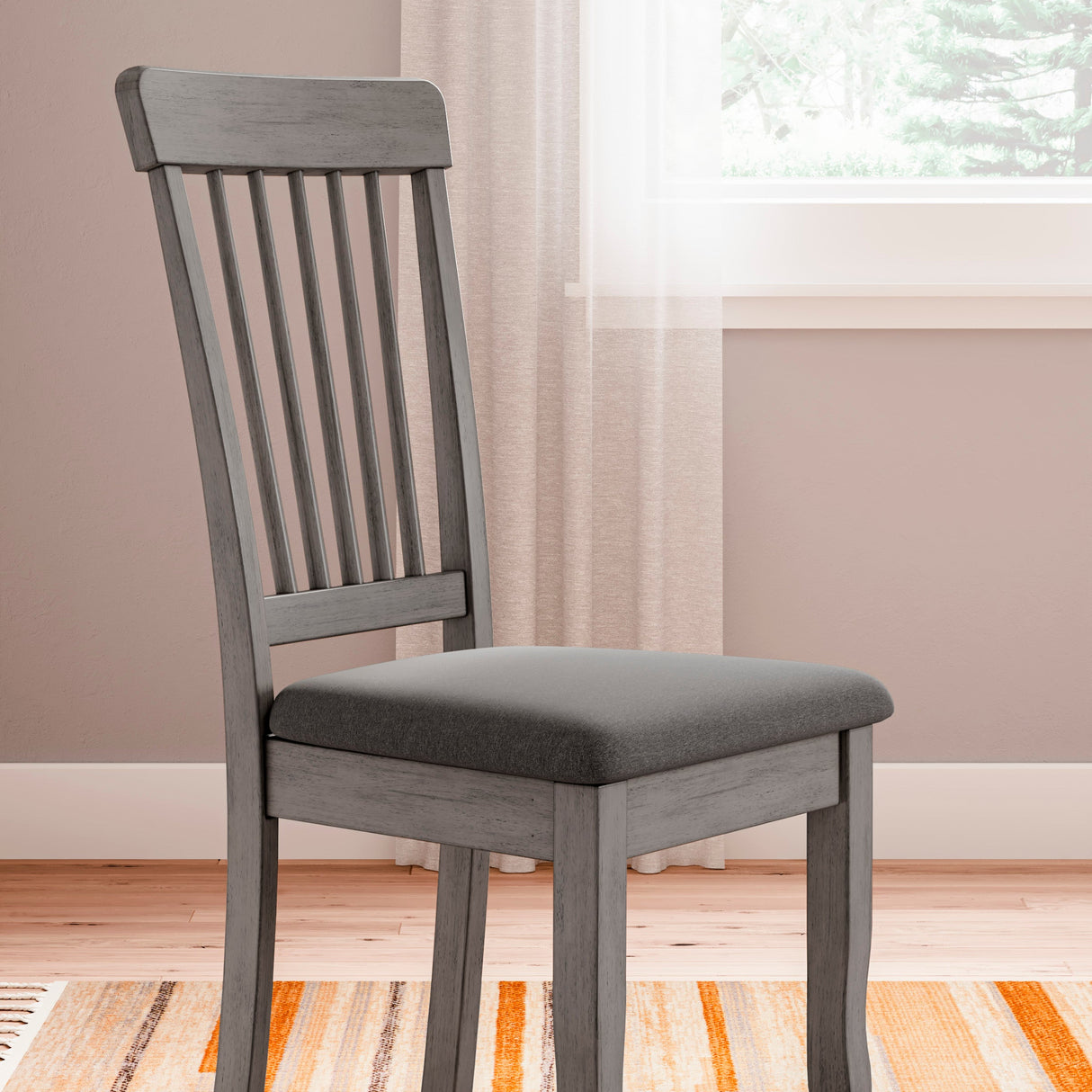 Ensemble de 2 chaises de salle à manger en bois avec assise rembourrée en tissu gris - Shullden