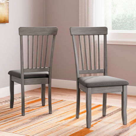 Ensemble de 2 chaises de salle à manger en bois avec assise rembourrée en tissu gris - Shullden