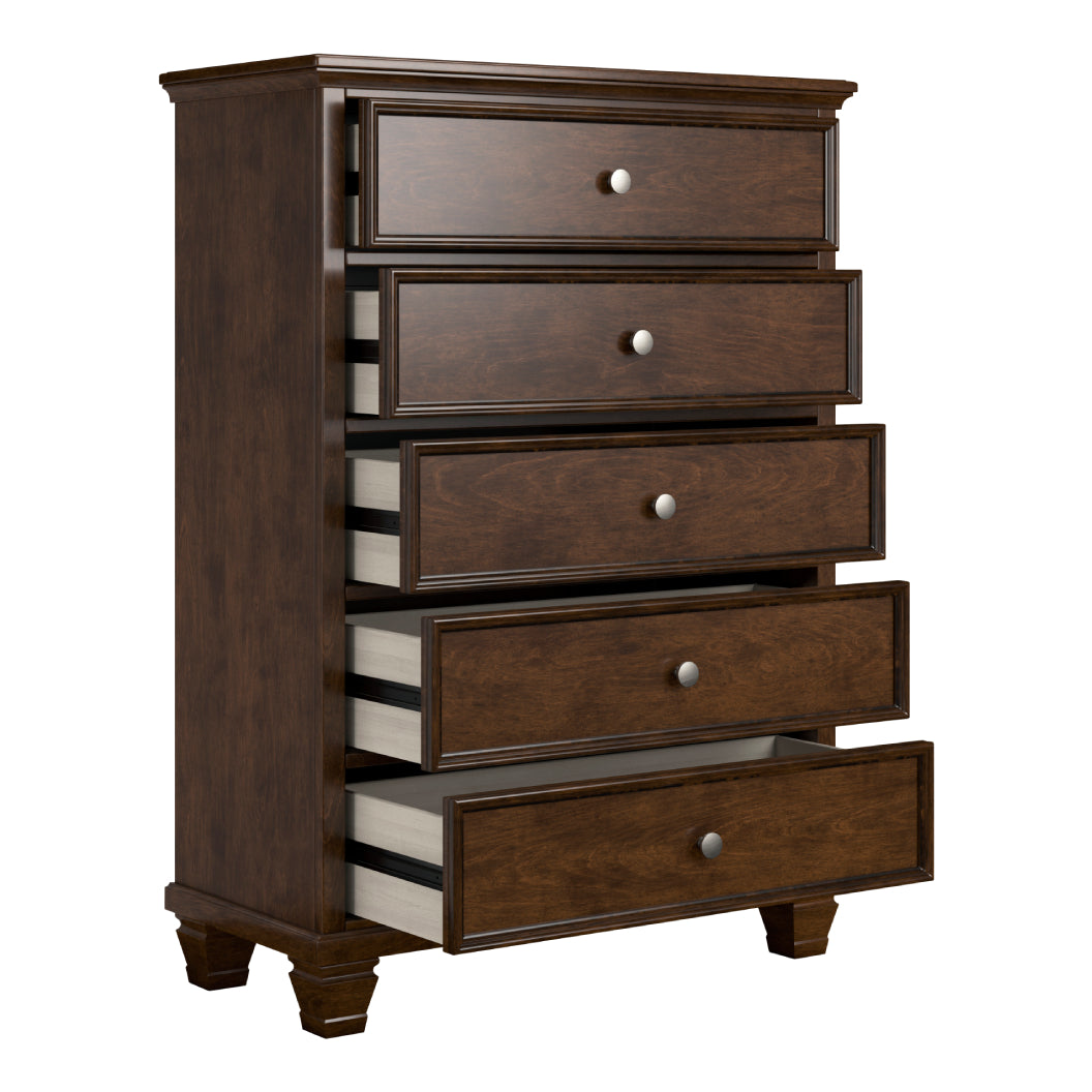 Commode à 5 tiroirs en bois/placage brun - Danabrin