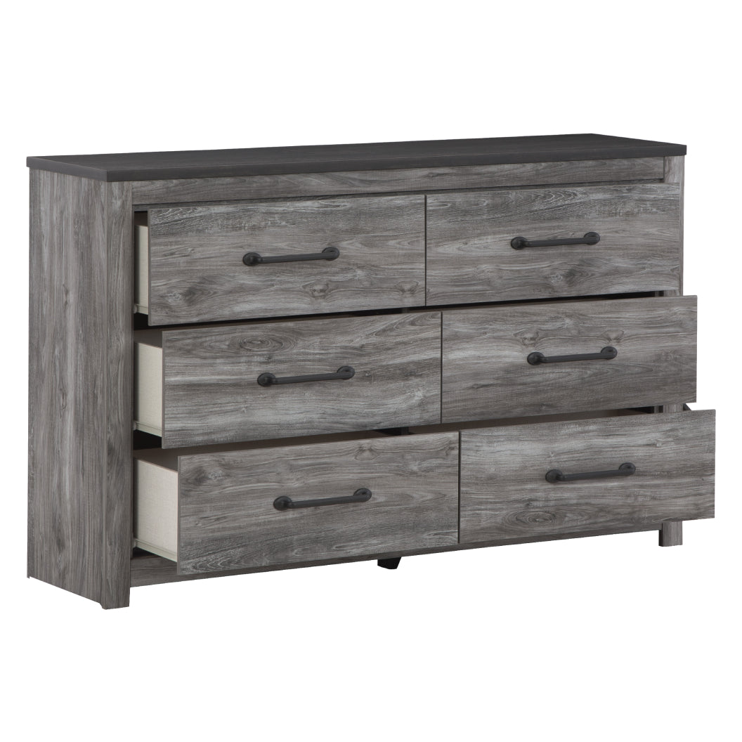 Bureau à 6 tiroirs en bois et placage gris foncé - Bronyan
