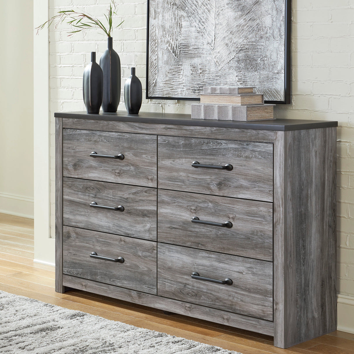 Bureau à 6 tiroirs en bois/MDF gris foncé - Bronyan