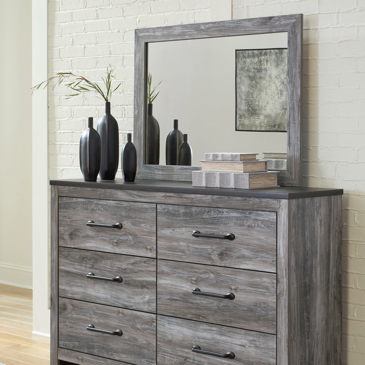 Miroir de bureau en bois/MDF gris foncé - Bronyan