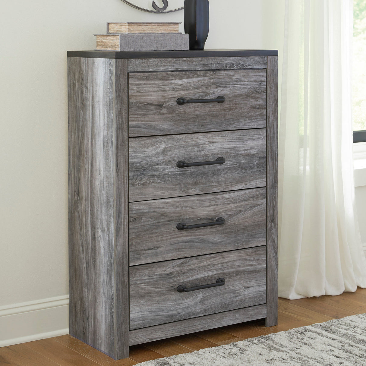 Commode à 4 tiroirs en bois/MDF gris foncé - Bronyan