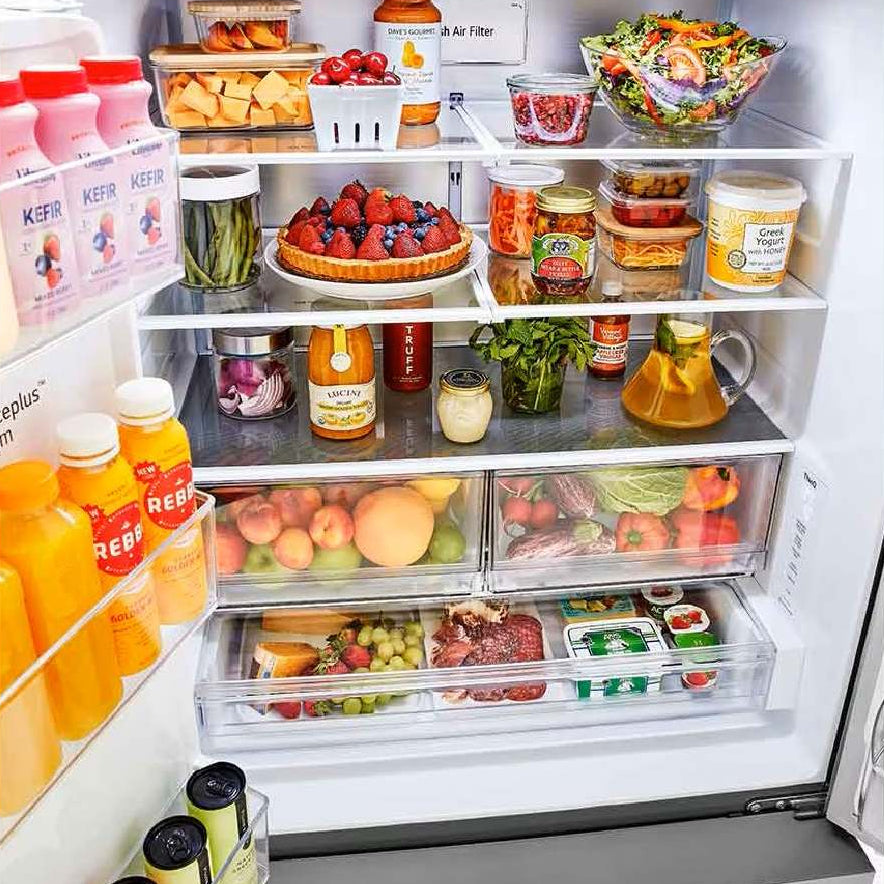 Réfrigérateur à portes françaises, profondeur de comptoir 36 po, 25,5 pi³ Inox avec Distributeur d'eau et glaçons