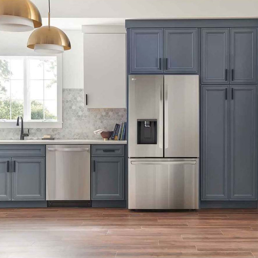 Réfrigérateur à portes françaises, profondeur de comptoir 36 po, 25,5 pi³ Inox avec Distributeur d'eau et glaçons