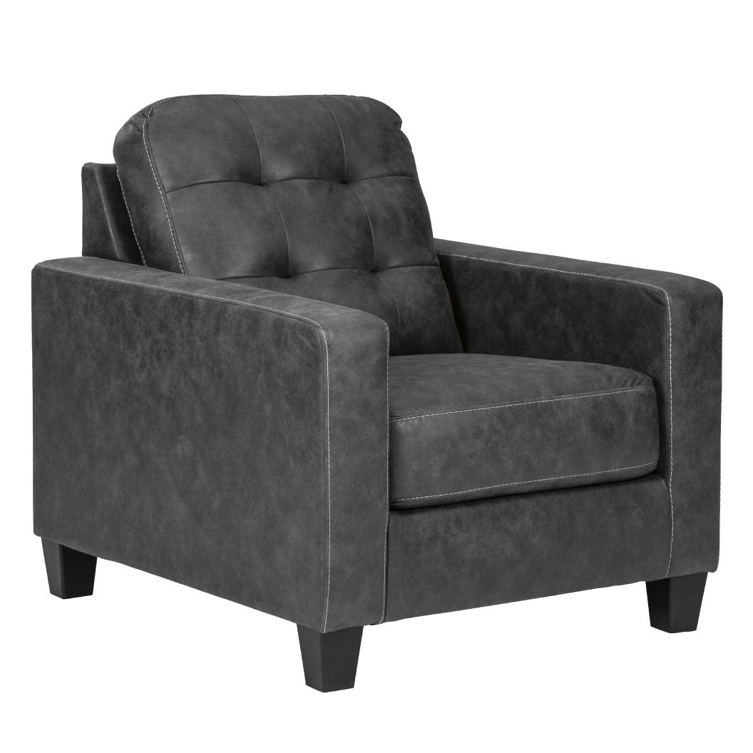 Fauteuil aspect cuir gris foncé - Venaldi
