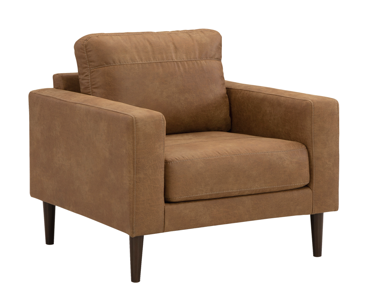 Fauteuil aspect cuir brun caramel - Telora