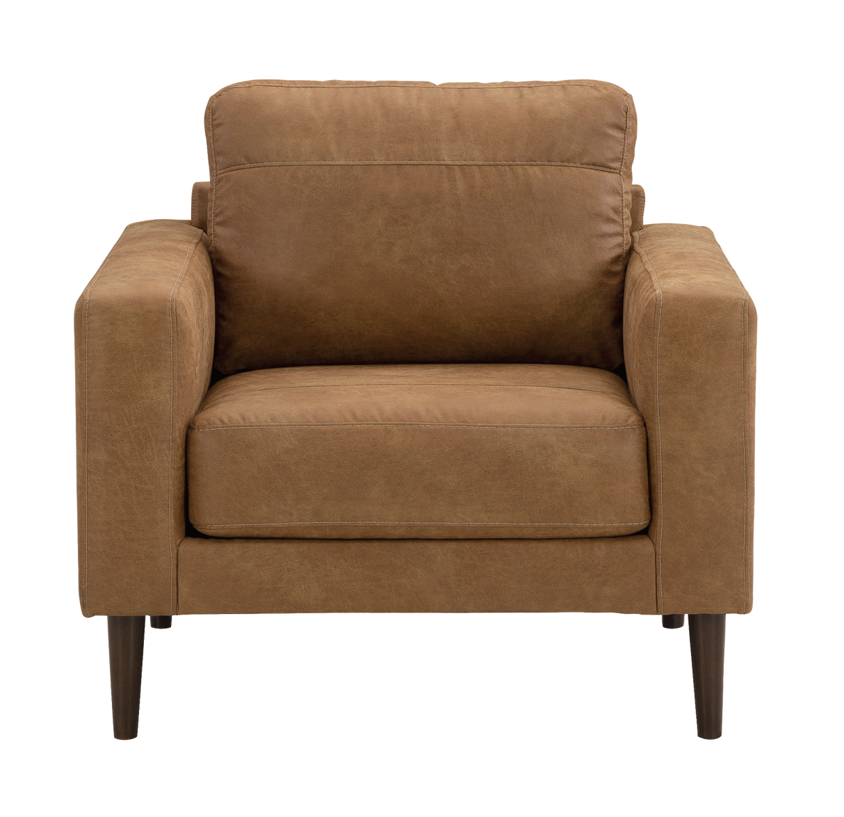 Fauteuil aspect cuir brun caramel - Telora