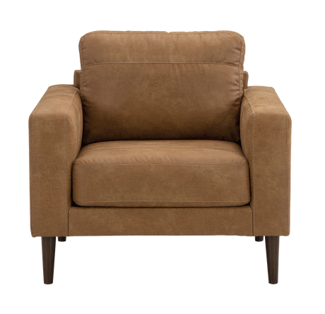 Fauteuil aspect cuir brun caramel - Telora