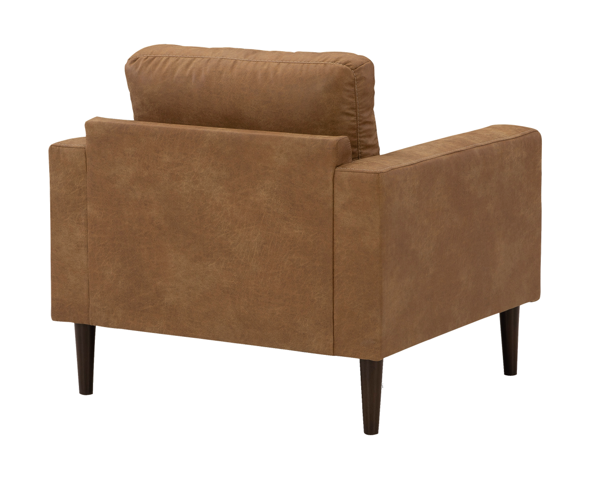 Fauteuil aspect cuir brun caramel - Telora