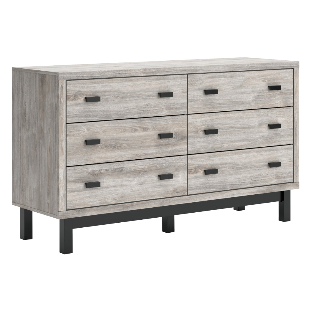 Bureau à 6 tiroirs en bois gris et métal noir - Vessalli