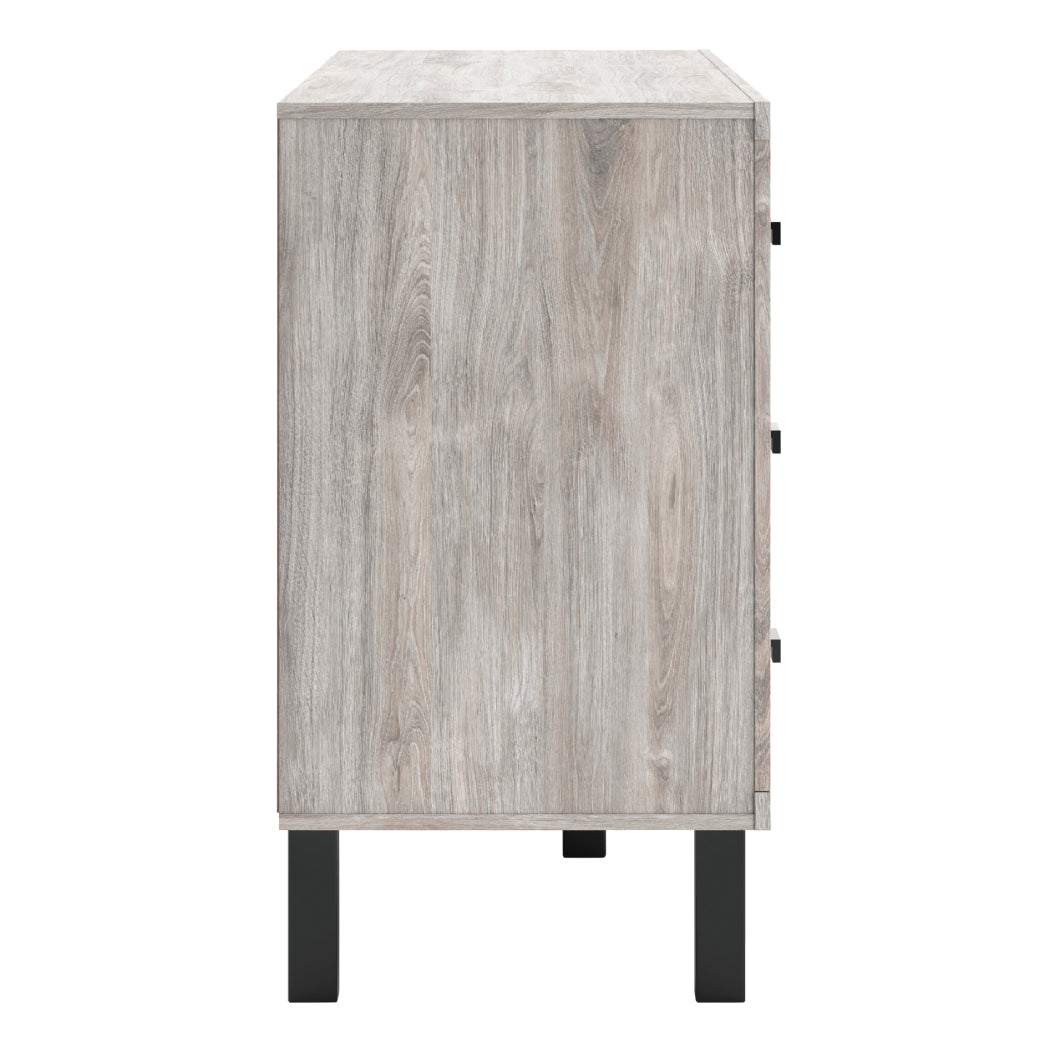 Bureau à 6 tiroirs en bois gris et métal noir - Vessalli