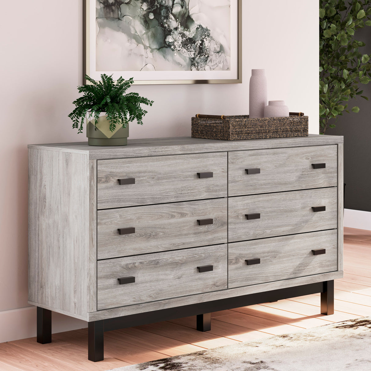 Bureau à 6 tiroirs en bois/placage bicolore - Vessalli