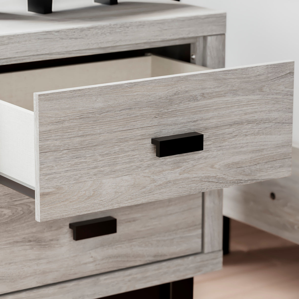 Table de chevet en bois/placage bicolore avec 2 tiroirs - Vessalli